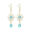 Shell Pearl with Glass Dangle Earring EJEW-JE05931-02-1