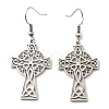 304 Stainless Steel Cross with Sailor's Knot Dangle Earrings for Women EJEW-F320-01P-2
