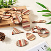 Pandahall 12Pcs 6 Styles Wenge Wood & Sandalwood & White Ash Pendants WOOD-TA0001-94-15