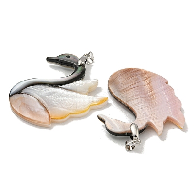 Natural Paua Shell & White Shell Pendants KK-U025-13P-1