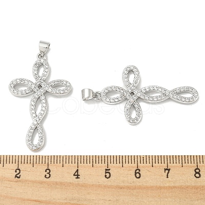 Rack Plating Brass Micro Pave Cubic Zirconia Pendants KK-F869-12P-1