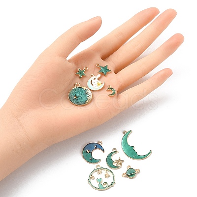 10Pcs 10 Style Alloy Enamel Pendants ENAM-YW0002-95-1