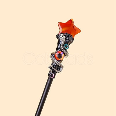 Evil Eyes Style Natural Carnelian Magic Wand PW-WGF9442-03-1