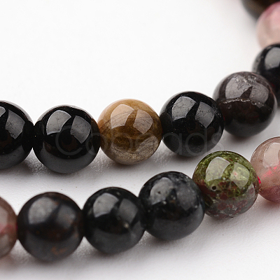 Natural Tourmaline Round Bead Strands G-F269-05-8mm-1