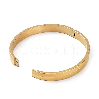 Ion Plating(IP) 304 Stainless Steel Plain Bangle BJEW-F464-11G-1