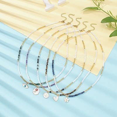 Alloy Enamel Pendant Necklace NJEW-JN04407-1