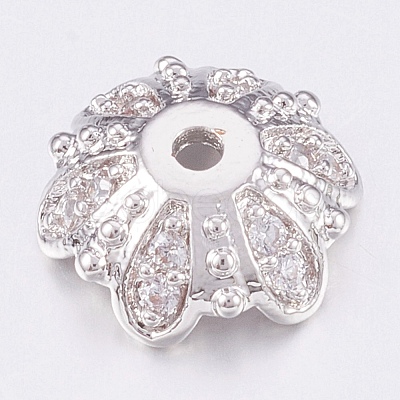 Brass Micro Pave Cubic Zirconia Bead Caps ZIRC-K075-55P-1