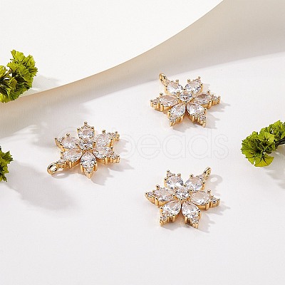 4Pcs Brass Micro Pave Clear Cubic Zirconia Pendants ZIRC-SZ0001-66-1