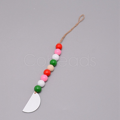 Wooden Watermelon Pendant Decorations HJEW-TAC0013-04-1