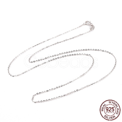 Anti-Tarnish Rhodium Plated 925 Sterling Silver Cable Chains Necklace for Women STER-I021-08B-P-1