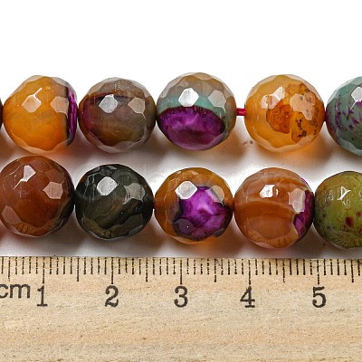 Faceted Natural Banded Agate Beads Strands G-F447-12mm-O06-1