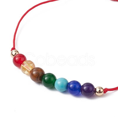 2Pcs 2 Color Natural & Synthetic Mixed Gemstone Round Braided Bead Anklets Set AJEW-AN00551-1