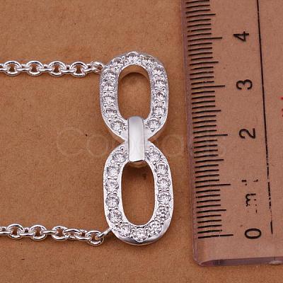 Simple Silver Color Plated Brass Cubic Zirconia Bowknot Pendant Necklaces For Women NJEW-BB12891-1