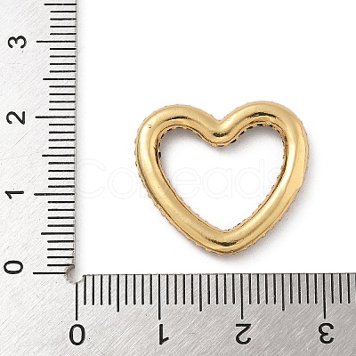 Rack Plating Brass Micro Pave Cubic Zirconia Heart Linking Rings KK-A234-005G-1