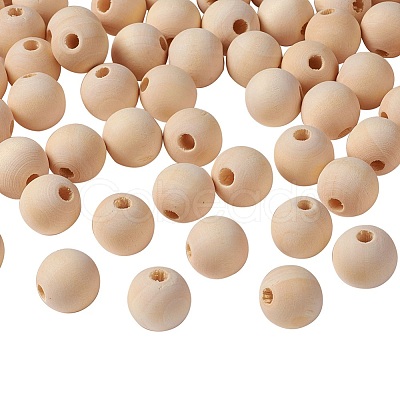 Natural Unfinished Wood Beads WOOD-S651-16mm-LF-1