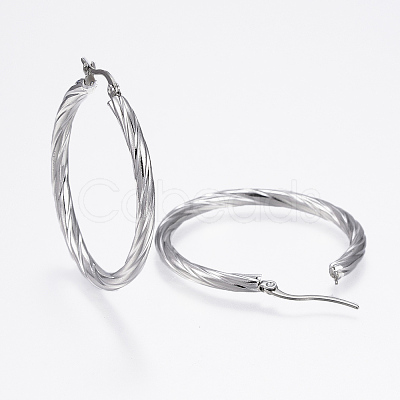 Non-Tarnish 304 Stainless Steel Hoop Earrings X-EJEW-H322-17P-1