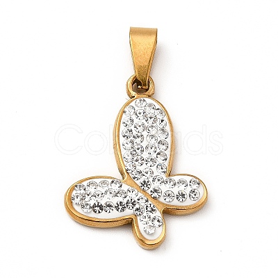 Polymer Clay Rhinestone Pendant STAS-P314-02G-1