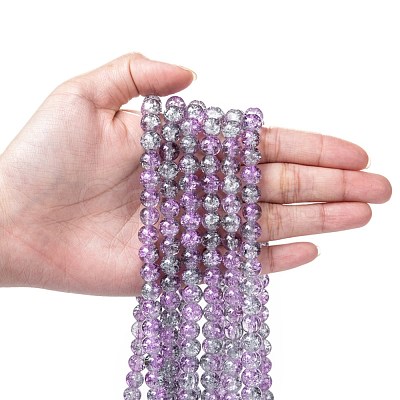 Spray Painted Crackle Glass Beads Strands CCG-Q002-8mm-02-1