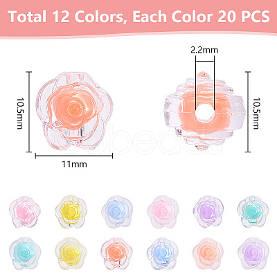 PandaHall Elite 240Pcs 12 Colors Transparent Acrylic Beads MACR-PH0001-75-1