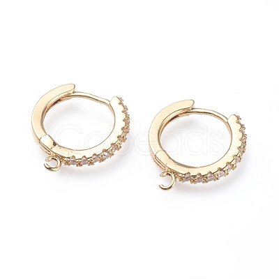 Brass Micro Pave Cubic Zirconia Huggie Hoop Earring Findings ZIRC-G156-07G-1