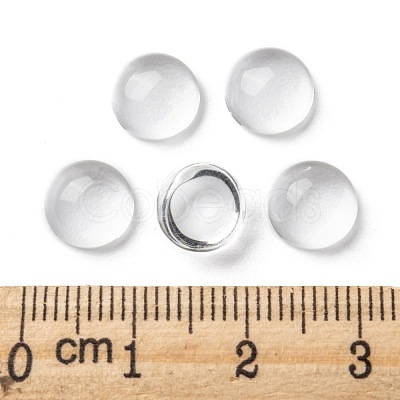 Transparent Half Round Glass Cabochons X-GGLA-R027-8mm-1