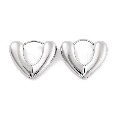 Tarnish Resistant 304 Stainless Steel Heart Huggie Hoop Earrings for Women EJEW-C096-16P-1