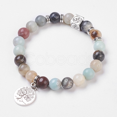 Natural Gemstone Stretch Bracelets BJEW-JB03771-1