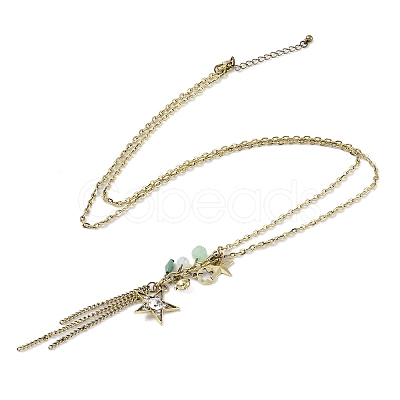 Alloy Star Tassels Pendant Necklace NJEW-M221-02AB-1