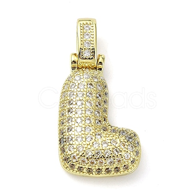 Brass Micro Pave Clear Cubic Zirconia Pendants KK-M279-01G-L-1