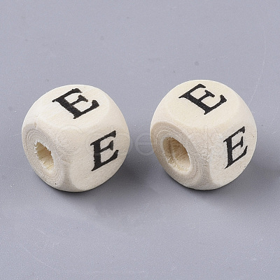 Printed Natural Wood Beads X-WOOD-T026-001E-1