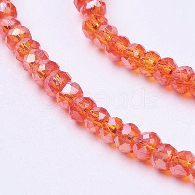 Faceted Rondelle Electroplate AB Color Plated Glass Beads Strands X-EGLA-F003-C20-1