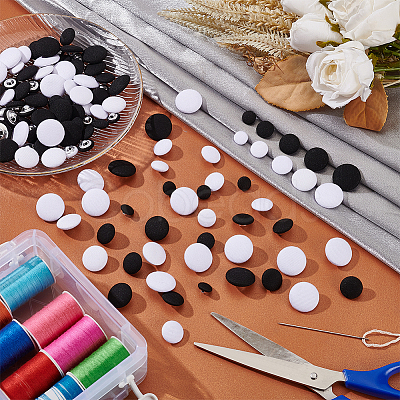 PandaHall Elite 250Pcs 10 Styles 1-Hole Polyester Buttons DIY-PH0017-33-1