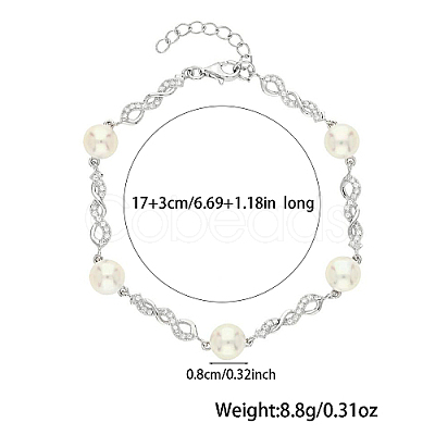 Rhodium Plated 925 Sterling Silver Micro Pave Cubic Zirconia Link Bracelets UU8076-1