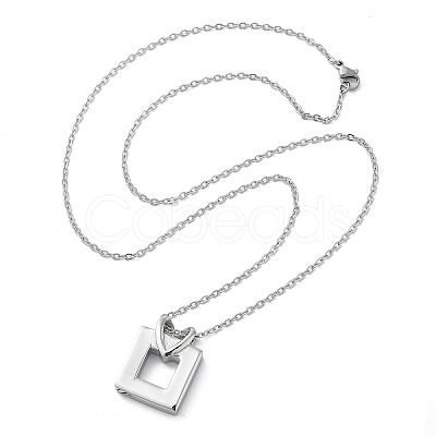 304 Stainless Steel Heart Square Urn Ashes Necklaces STAS-Z106-07P-1