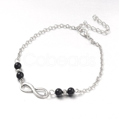 Fashion Tibetan Style Alloy Infinity Anklets AJEW-AN00071-07-1