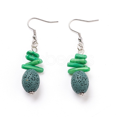 Natural Lava Rock Dangle Earrings EJEW-E260-A02-1