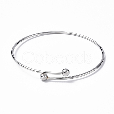 Tarnish Resistant Adjustable 304 Stainless Steel Wire Cuff Bangle Making MAK-F286-02P-1