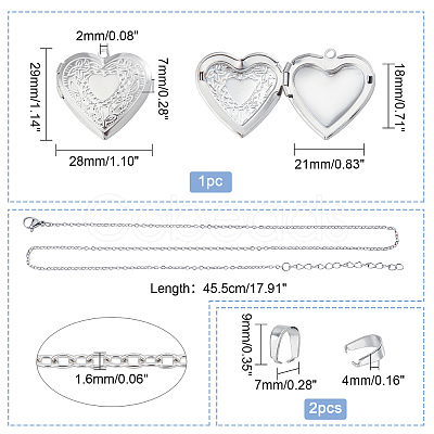 DICOSMETIC Heart Pendant Necklace DIY Making Kit DIY-DC0001-19-1