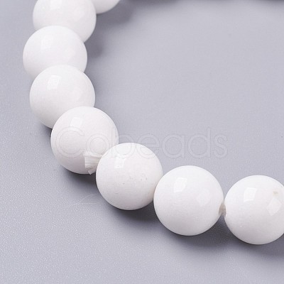 Natural Mashan Jade Beaded Stretch Bracelet BJEW-P207-34-8mm-1