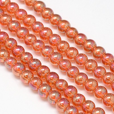 Electroplate Crystal Glass Round Beads Strands EGLA-F037-6mm-A07-1