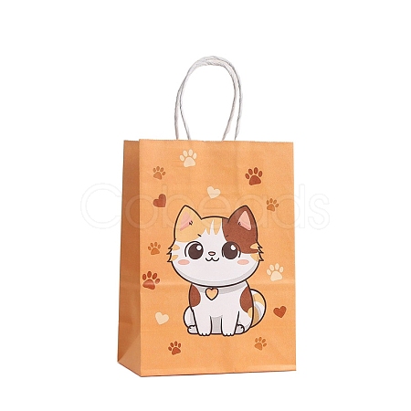 Cat Printed Paper Tote Bags with Handles PW-WG9DBA9-06-1