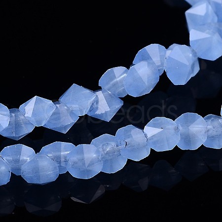 Diamond Shape Imitation Jade Glass Bead Strands EGLA-J059-J05-1