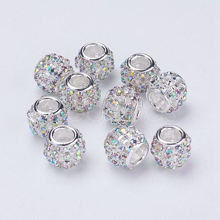 Silver Color Plated Alloy Grade A Rhinestone European Beads CPDL-J024-02S-1