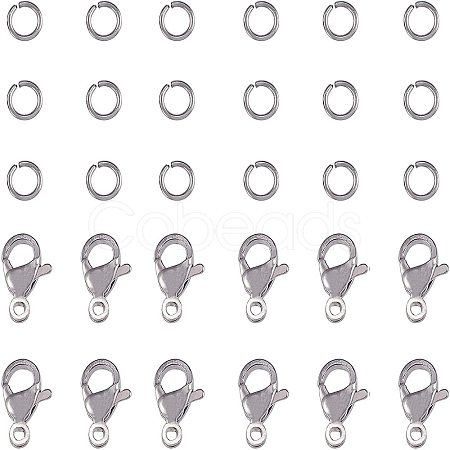 304 Stainless Steel Lobster Claw Clasps and Jump Rings DIY-PH0001-41-1