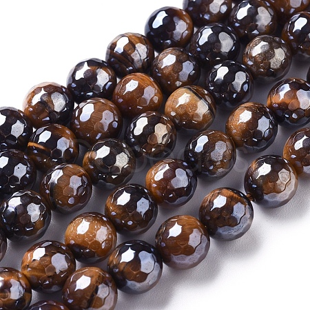 Electroplated Natural Tiger Eye Beads Strands X-G-F660-01-10mm-1