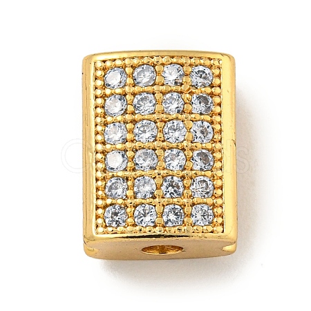 Brass Micro Pave Clear Cubic Zirconia Beads KK-G493-36G-1