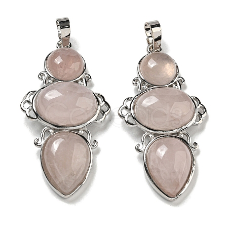 Natural Rose Quartz Pendants G-Q158-04E-1