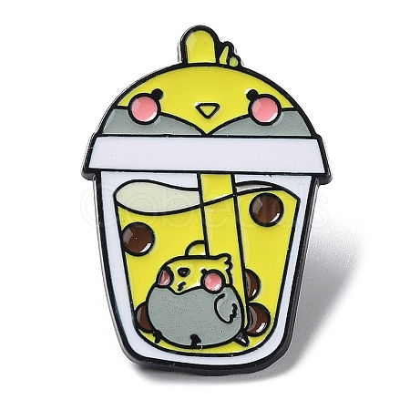 Cartoon Animal Boba Tea Cup Enamel Pin JEWB-E025-01EB-04-1