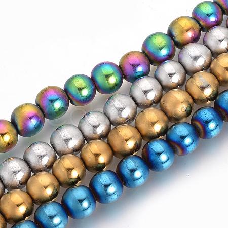 Electroplate Non-magnetic Synthetic Hematite Beads Strands G-Q945-10mm-M-1