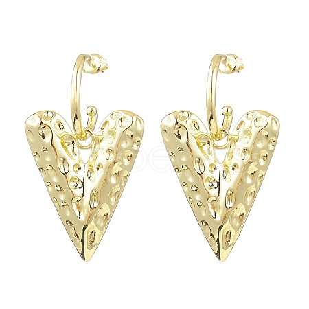 Heart Brass Dangle Stud Earrings EJEW-M244-06G-1